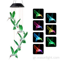 Αδιάβροχο LED Solar Hummingbird Garden Wind Chime